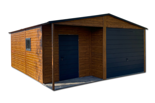 Ogłoszenie - Garaż blaszany 5x6 m ze wnęką, złoty dąb + grafit | montaż + transport GRATIS - Rzeszów - 10 800,00 zł
