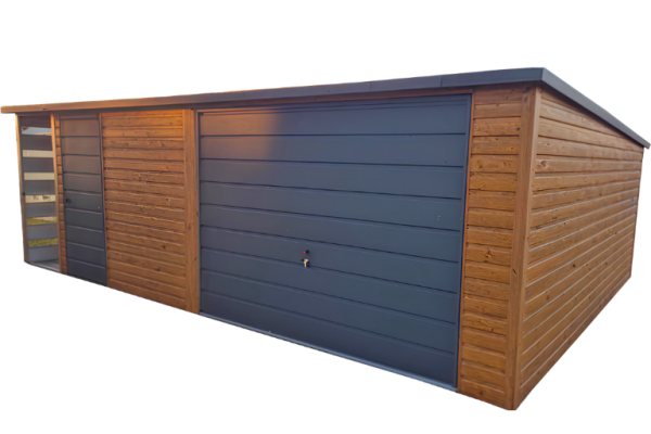 Ogłoszenie - Garaż Blaszany 5×4 + wiata panelowa 1×4 drewnopodobny PREMIUM - Bytów - 8 200,00 zł