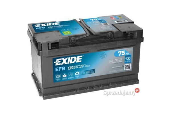 Ogłoszenie - Akumulator 75Ah 730A Exide EFB Strat&Stop  - Darmowy dowóz i wymiana - Szczecin - 570,00 zł