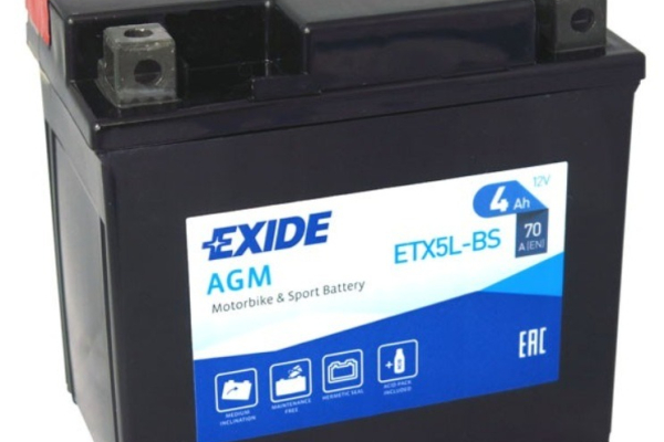 Ogłoszenie - Akumulator motocyklowy EXIDE ETX5L-BS YTX5L-BS 12V 4Ah 70A EN P+ - Rumia - 98,00 zł