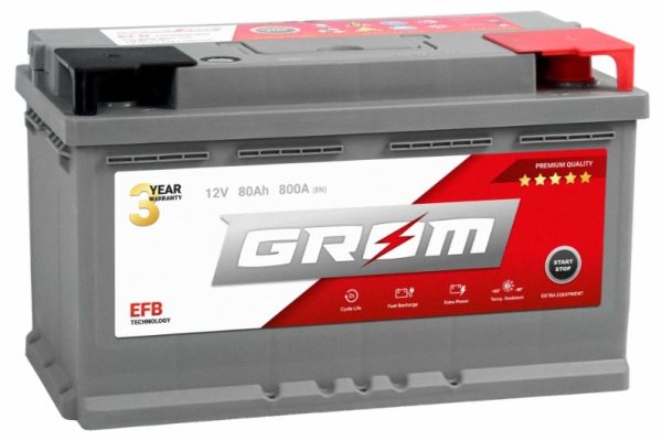 Ogłoszenie - Akumulator GROM EFB START&STOP 80Ah 800A Prawy Plus niski - Rumia - 600,00 zł