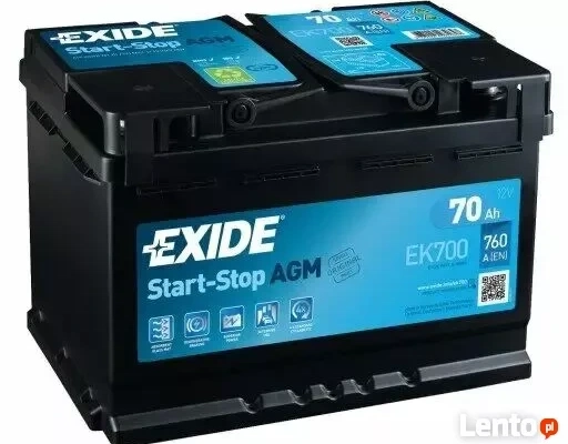 Ogłoszenie - Akumulator 70Ah/760A EXIDE AGM START STOP DARMOWY DOWÓZ - Radom - 590,00 zł