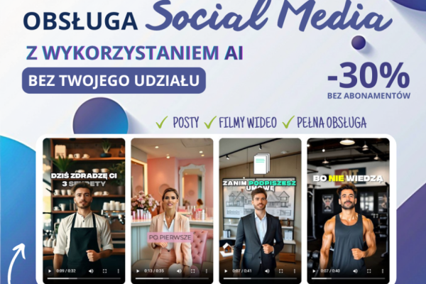Ogłoszenie - Obsługa SOCIAL MEDIA - Montaż wideo - Posty - Reklama - Rzeszów - 50,00 zł