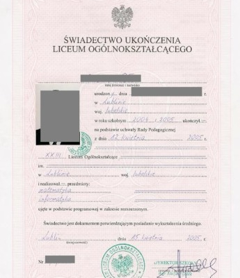 Ogłoszenie - Kup swiadectwo z wpisem , maturę z wpisem , Gdzie kupię świadectwo szkoły średniej - Gdańsk - 800,00 zł