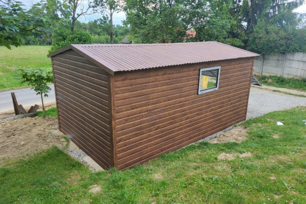 Ogłoszenie - Garaż blaszany drewnopodobny 3x5 PREMIUM – dwuspadowy , brama uchylna - Łomża - 6 300,00 zł