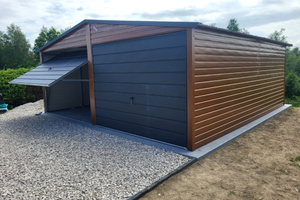 Ogłoszenie - Garaż blaszany dwustanowiskowy 6x5m złoty dąb + ciemny grafit PREMIUM - Mława - 10 500,00 zł
