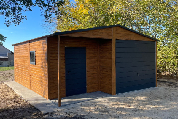 Ogłoszenie - Garaż blaszany 5x6 m ze wnęką, złoty dąb + grafit | montaż + transport GRATIS - Rzeszów - 10 800,00 zł
