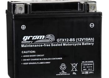 Ogłoszenie - Akumulator GROM GTX12-BS YTX12-BS 12V 10Ah 180A L+ - Zgierz - 180,00 zł