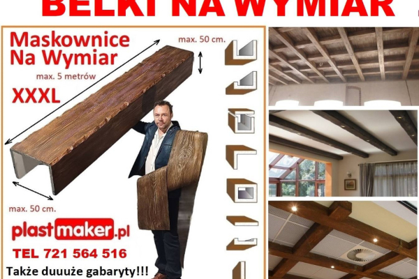 Ogłoszenie - belki rustykalne sufitowe maskownice NA WYMIAR drewna fake wood elastyczna deska - 33,00 zł