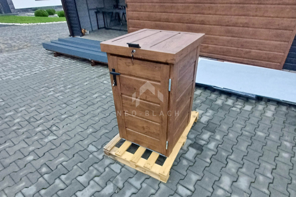 Ogłoszenie - Zabudowa kosza na śmieci wiata śmietnikowa obudowa kubła 80x70x120 cm 1x240L ciemny orzech NB421 - Kwidzyn - 1 500,00 zł