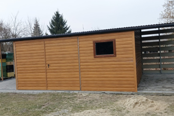 Ogłoszenie - Garaż Blaszany + wiaty Panelowe 10x5m złoty dąb brama dwuskrzydłowa, okno - Piotrków Trybunalski - 14 200,00 zł