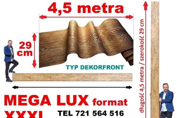 Ogłoszenie - NOWOŚĆ Elastyczna deska dekoracyjna DekorFront MEGA lux FORMAT 4,5 m x 29 cm! - 33,00 zł