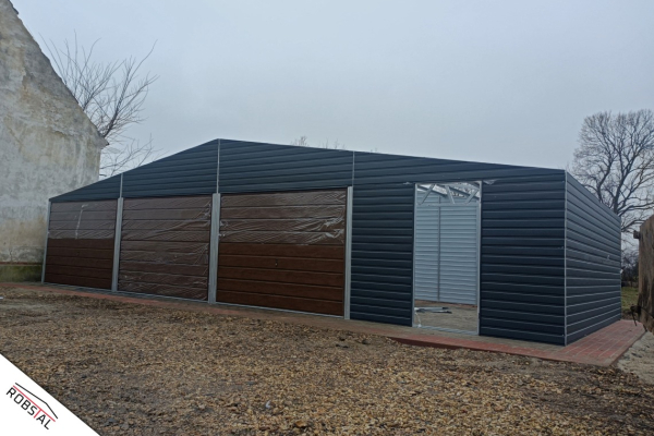 Ogłoszenie - Garaż blaszany 12x6 3-stanowiskowy ciemny grafit + orzech PREMIUM - Grudziądz - 24 700,00 zł