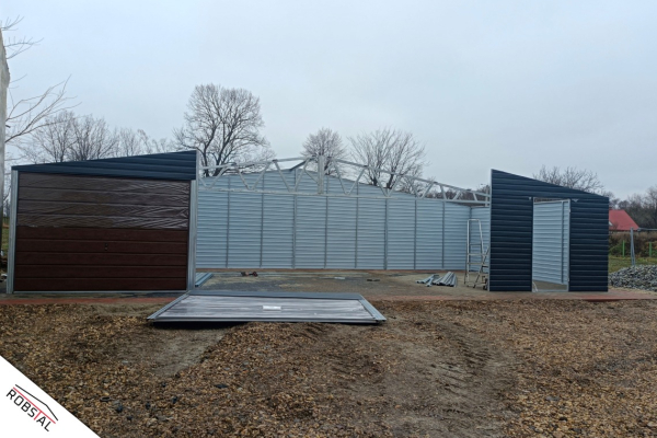 Ogłoszenie - Garaż blaszany 12x6 3-stanowiskowy ciemny grafit + orzech PREMIUM - Grudziądz - 24 700,00 zł