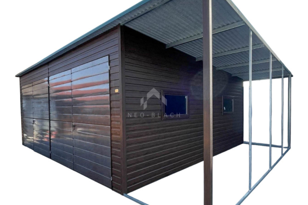 Ogłoszenie - Garaż blaszany 7x6m + wiata 1,6m 2x Brama dwuskrzydłowa 2x okno drewnopodobny dach spad w tył NB455 - Zamość - 16 550,00 zł