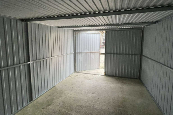 Ogłoszenie - Garaż blaszany 3x6m - Brama dwuskrzydłowa - jasny brąz ( ceglasty ) - dach spad w tył NB445 - Łódź - 5 790,00 zł