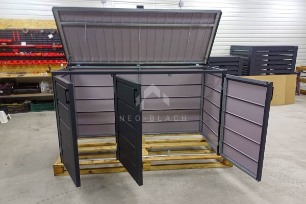 Ogłoszenie - Zabudowa koszy na śmieci wiata śmietnikowa obudowa kubłów 207x80x120 cm 3x240L antracyt NB451 - Kalisz - 3 450,00 zł
