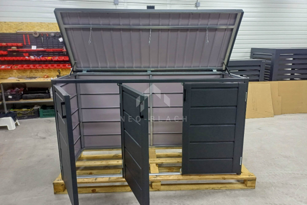 Ogłoszenie - Zabudowa koszy na śmieci wiata śmietnikowa obudowa kubłów 207x80x120 cm 3x240L antracyt NB451 - Kalisz - 3 450,00 zł
