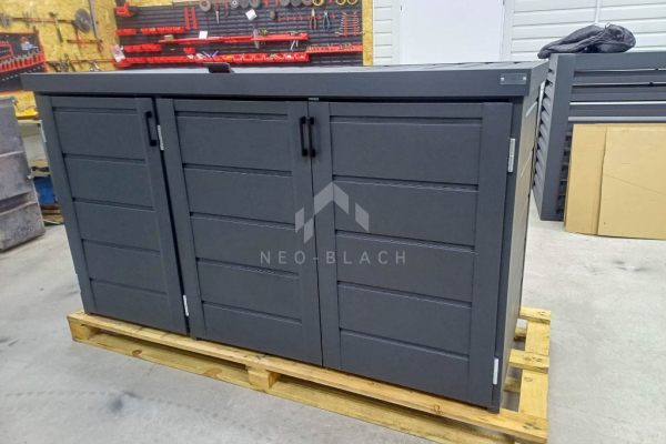 Ogłoszenie - Zabudowa koszy na śmieci wiata śmietnikowa obudowa kubłów 207x80x120 cm 3x240L antracyt NB451 - Kalisz - 3 450,00 zł