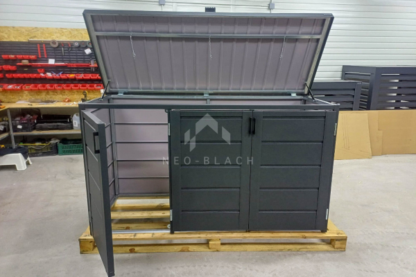 Ogłoszenie - Zabudowa koszy na śmieci wiata śmietnikowa obudowa kubłów 207x80x120 cm 3x240L antracyt NB451 - Kalisz - 3 450,00 zł