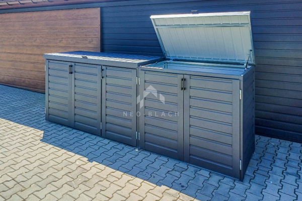 Ogłoszenie - Zabudowa koszy na śmieci wiata śmietnikowa obudowa kubłów 345x80x120 cm 5x240L antracyt NB427 - Nowy Sącz - 6 490,00 zł