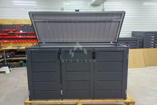 Ogłoszenie - Zabudowa koszy na śmieci wiata śmietnikowa obudowa kubłów 207x80x120 cm 3x240L antracyt NB451 - Kalisz - 3 450,00 zł