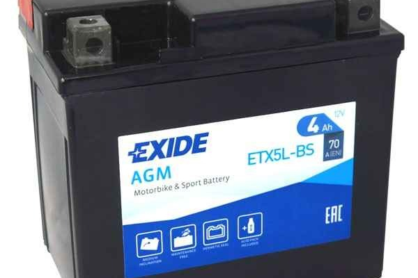 Ogłoszenie - Akumulator motocyklowy EXIDE ETX5L-BS YTX5L-BS 12V 4Ah 70A EN P+ - Śląskie - 98,00 zł