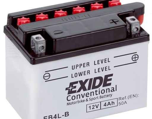 Ogłoszenie - Akumulator motocyklowy EXIDE EB4L-B YB4L-B 12V 4Ah 50A EN P+ - Śląskie - 65,00 zł