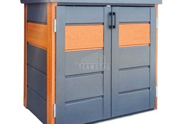 Ogłoszenie - Zabudowa koszy na śmieci wiata śmietnikowa obudowa kubłów 120x65x110 cm 2x120L antracyt + złoty dąb TS952 - Nysa - 2 450,00 zł