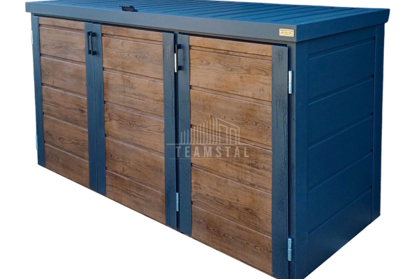 Ogłoszenie - Zabudowa koszy na śmieci wiata śmietnikowa obudowa kubłów 207x80x120 cm 3x240L antracyt + jasny orzech TS955 - Nowy Sącz - 3 450,00 zł