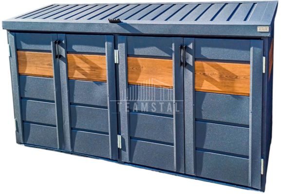 Ogłoszenie - Zabudowa koszy na śmieci wiata śmietnikowa obudowa kubłów 235x65x110 cm 4x120L antracyt + jasny orzech TS958 - Łańcut - 3 990,00 zł