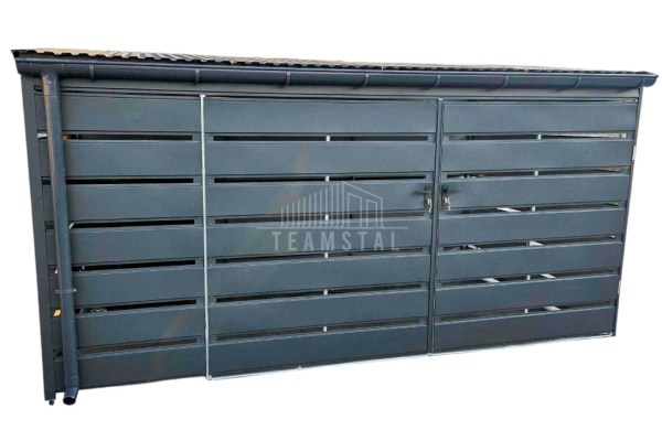 Ogłoszenie - Wiata śmietnikowa - Schowek 4x2m - Brama dwuskrzydłowa - Zabudowany panelami  Antracyt - rynny - TS934 - Sieradz - 10 950,00 zł