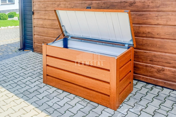 Ogłoszenie - Skrzynia ogrodowa metalowa kufer 120x50x70cm złoty dąb TS949 - Lubin - 1 850,00 zł