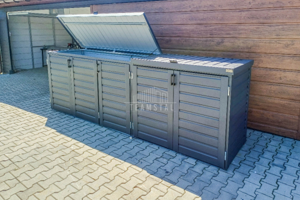 Ogłoszenie - Zabudowa koszy na śmieci wiata śmietnikowa obudowa kubłów 345x80x120 cm 5x240L antracyt TS957 - Sanok - 6 490,00 zł