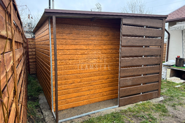 Ogłoszenie - Schowek domek ogrodowy Garaż 4x3m + wiata 0,5m Brama drewnopodobny dach spad w tył TS959 - Ostrowiec Świętokrzyski - 5 390,00 zł