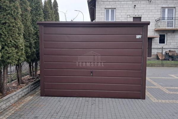 Ogłoszenie - Garaż blaszany 3x5m - Brama uchylna - ciemny brąz - dach spad w tył TS975 - Koszalin - 5 550,00 zł