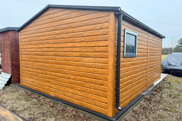 Ogłoszenie - Garaż blaszany 4,5x6m Brama dwuskrzydłowa drzwi  drewnopodobny rynny dach dwuspadowy TS976 - Jarocin - 10 500,00 zł