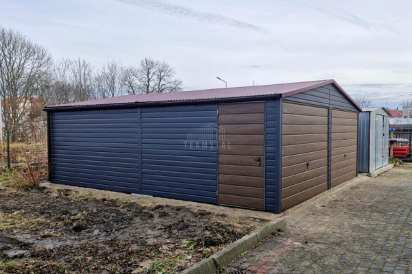 Ogłoszenie - Garaż blaszany 6x6m - 2x brama uchylna - drzwi - antracyt - rynny - dach dwuspadowy TS933 - Września - 14 750,00 zł