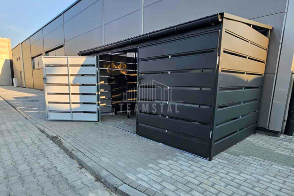 Ogłoszenie - Wiata śmietnikowa - Schowek 4x2m - Brama dwuskrzydłowa - Zabudowany panelami  Antracyt - rynny - TS934 - Sieradz - 10 950,00 zł