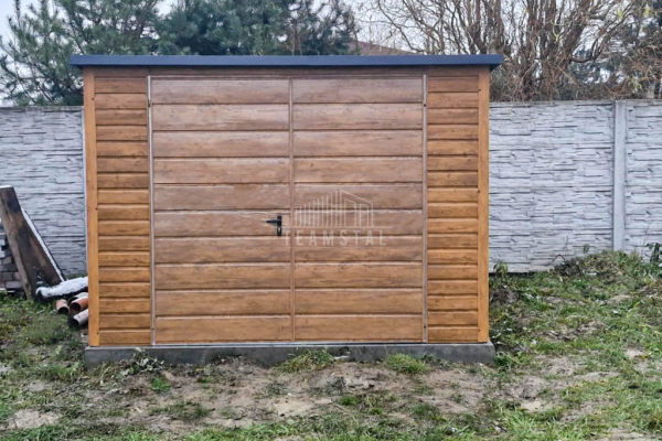 Ogłoszenie - Schowek - domek ogrodowy 3x4m - Brama dwuskrzydłowa - okno - jasny orzech - drewnopodobny - dach spad w tył TS929 - Toruń - 5 250,00 zł