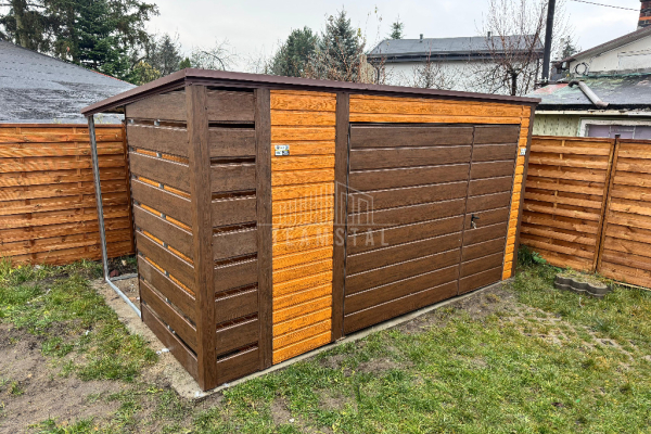 Ogłoszenie - Schowek domek ogrodowy Garaż 4x3m + wiata 0,5m Brama drewnopodobny dach spad w tył TS959 - Ostrowiec Świętokrzyski - 5 390,00 zł