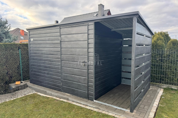 Ogłoszenie - Schowek - domek ogrodowy 3x2m + wiata 1m - Drzwi - sosna norweska - drewnopodobny - dach spad w tył TS966 - Morąg - 4 790,00 zł