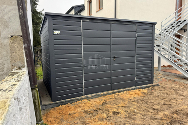 Ogłoszenie - Schowek - domek ogrodowy 4x2,5m - Brama dwuskrzydłowa - antracyt - dach spad w tył TS970 - Łowicz - 4 450,00 zł