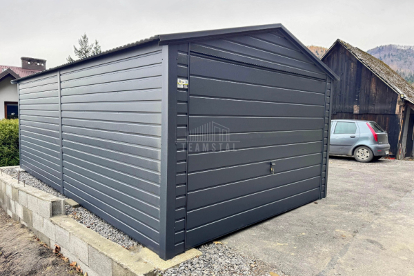Ogłoszenie - Garaż blaszany 3,5x6m - Brama uchylna - Antracyt - dach dwuspadowy TS973 - Elbląg - 7 300,00 zł