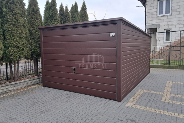 Ogłoszenie - Garaż blaszany 3x5m - Brama uchylna - ciemny brąz - dach spad w tył TS975 - Koszalin - 5 550,00 zł