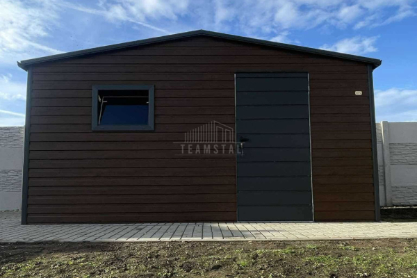 Ogłoszenie - Schowek domek ogrodowy 5x2,5m drzwi 2x okno - Ciemny orzech drewnopodobny antracyt rynny dach dwuspadowy TS1003 - Opole - 7 150,00 zł