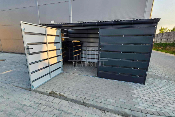 Ogłoszenie - Wiata śmietnikowa - Schowek 4x2m - Brama dwuskrzydłowa - Zabudowany panelami  Antracyt - rynny - TS934 - Sieradz - 10 950,00 zł