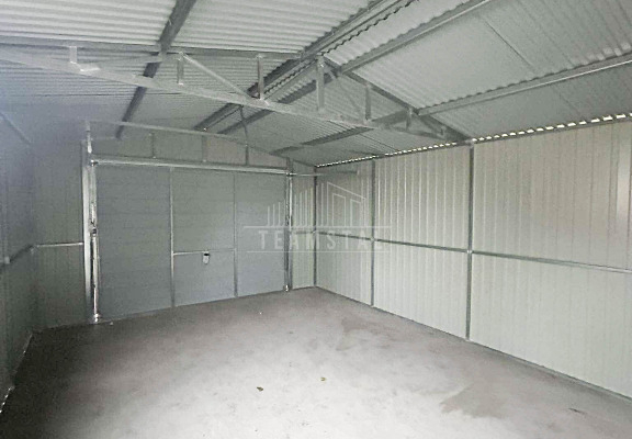 Ogłoszenie - Garaż blaszany 4,5x6m - brama uchylna - drzwi - okno - ciemny brąz - drewnopodobny - dach dwuspadowy TS1017 - Grudziądz - 8 200,00 zł