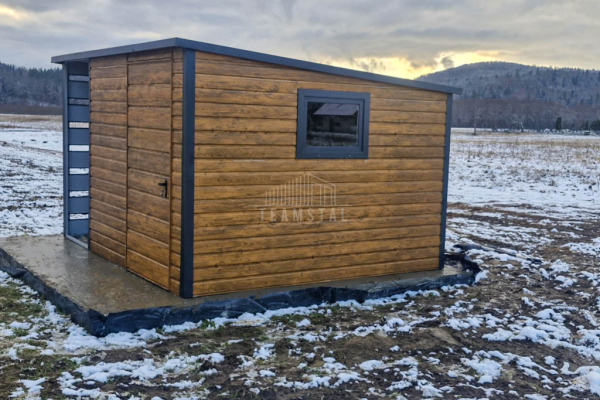 Ogłoszenie - Schowek - domek ogrodowy 2,5x3m - drzwi - okno - jasny orzech - drewnopodobny - dach spad w tył TS928 - Grudziądz - 5 950,00 zł