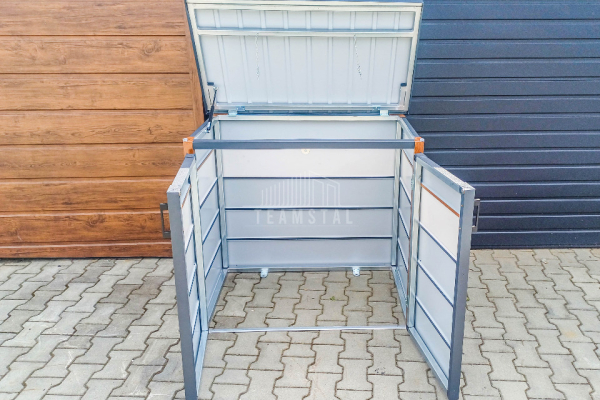 Ogłoszenie - Zabudowa koszy na śmieci wiata śmietnikowa obudowa kubłów 120x65x110 cm 2x120L antracyt + złoty dąb TS952 - Nysa - 2 450,00 zł